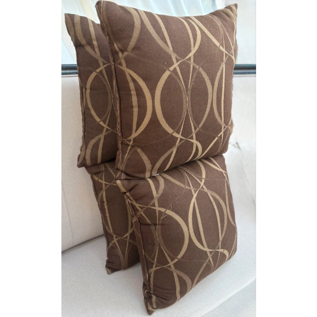 Brown California Golden State Chic Brown and Gold Sunbrella Pillows-Set of 4 For Sale - Image 8 of 10