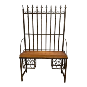 Rustic Iron Wine Bakers Pot Rack Butcher Block