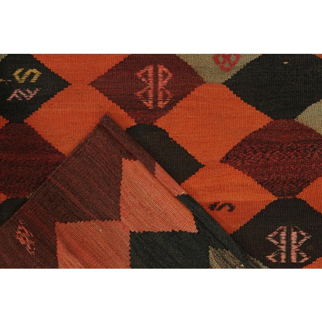 Textile 1950s Vintage Karadagh Persian Kilim With Multicolor Diamond Pattern, From Rug & Kilim For Sale - Image 7 of 8