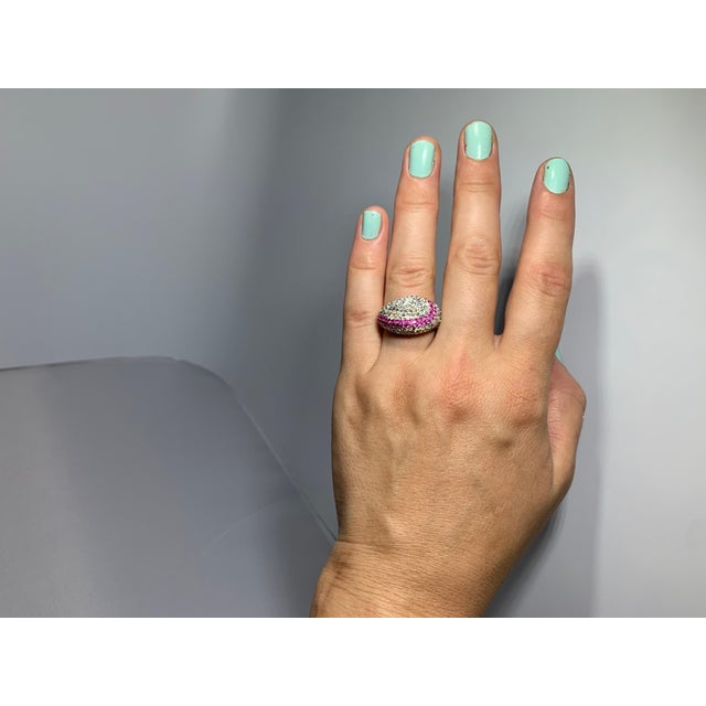 Pink 1 Carat Pink Sapphire and 4 Carat Diamond 18 Karat White Gold Ring, Estate For Sale - Image 8 of 18