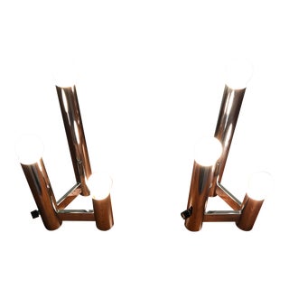 Modernist Chrome 3 Bulb Graduated Table Lamps - a Pair For Sale