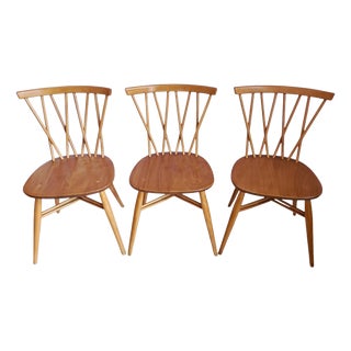 Vintage Candlestick Chairs by Lucian Ercolani for Ercol, 1960s, Set of 3 For Sale