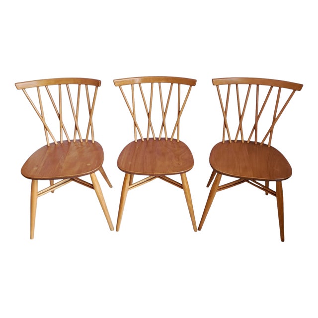 Vintage Candlestick Chairs by Lucian Ercolani for Ercol, 1960s, Set of 3 For Sale