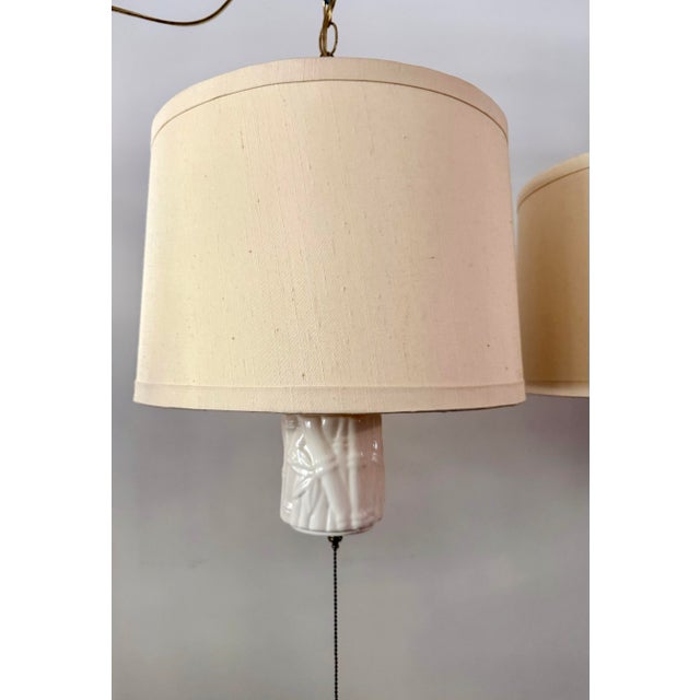 1970s Hollywood Regency Faux Bamboo Pendant Lighting - a Pair For Sale - Image 4 of 10