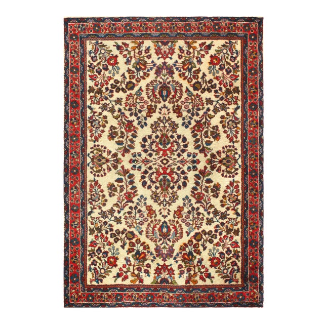 1920s Antique Persian Sarouk Rug - 3′4″ × 4′10″ For Sale