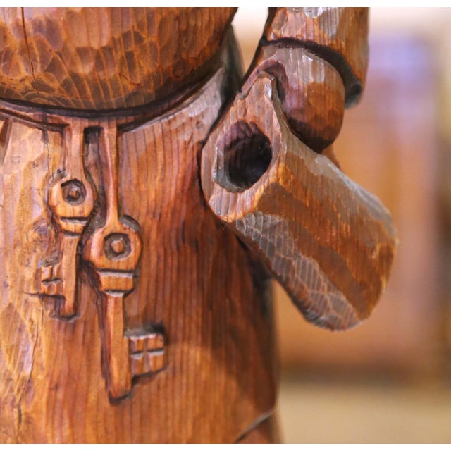 Pair of Late 19th C. French Carved Oak Monks With Goblets, Black Forest Style For Sale - Image 9 of 10
