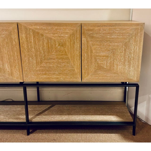 Revelation Organic Modern Cerused Oak Finished Trapezoid Cabinet For Sale - Image 4 of 9