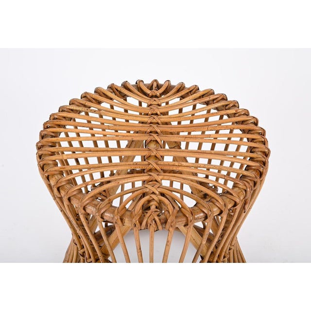 Mid-Century French Riviera Stool in Rattan and Woven Wicker, 1960s For Sale - Image 9 of 12