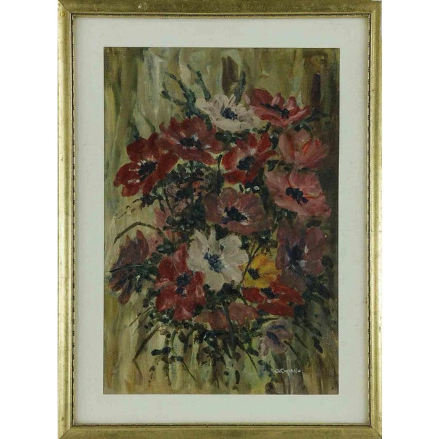 Andrea Capasso, Flowers, 20th-Century, Oil on Board, Framed For Sale - Image 4 of 4