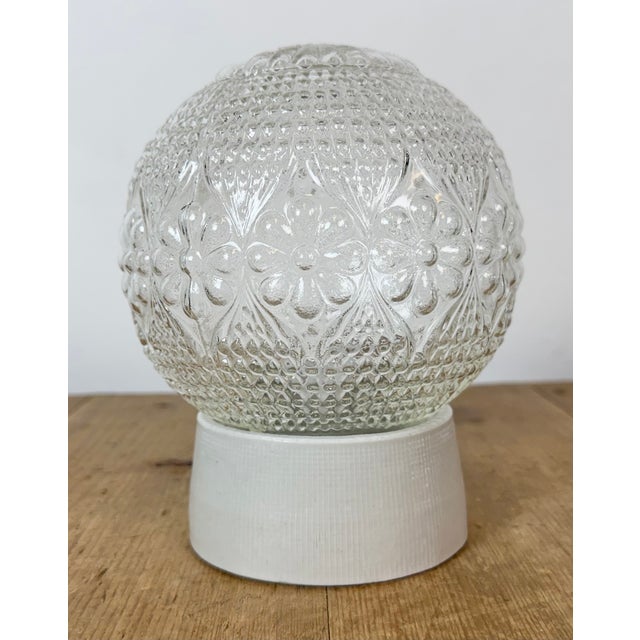 Vintage White Porcelain and Glass Ceiling Light, 1970s For Sale - Image 4 of 14