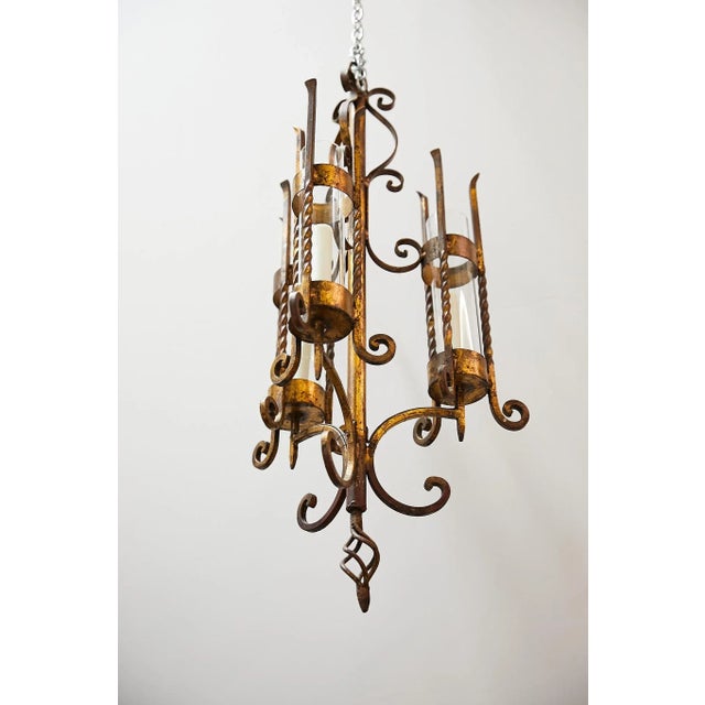 Italian Gilt Iron Three-Arm Chandelier For Sale - Image 11 of 13