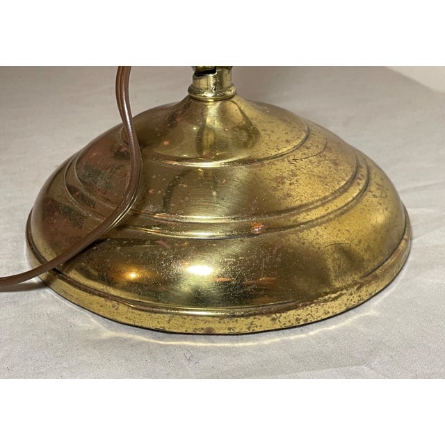 Antique Ornate Polished Brass Adjustable Electric Glass Desk Piano Table Lamp For Sale - Image 13 of 14