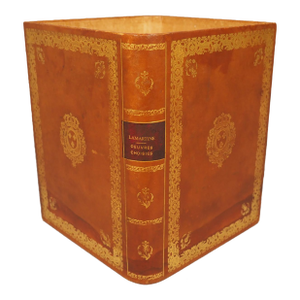 ‘Lamartine Oeuvres Choisies’ French Leather Bound Waste Paper Basket, 1900s