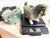 2 Antique Chinese Dragon Celadon Jade Vessels Custom Stands Qing Republic Era For Sale - Image 11 of 12