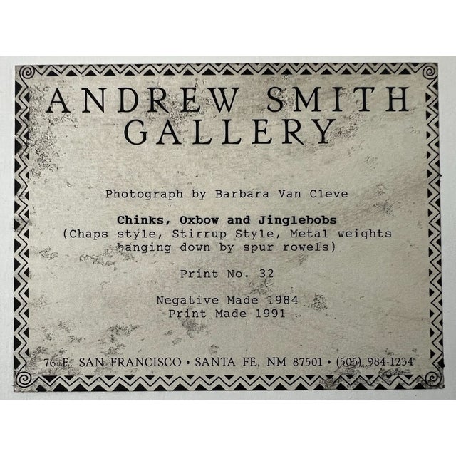 1991 Barbara Van Cleve Signed Gelatin Silver Print "Chinks, Oxbow, and Jinglebobs" For Sale In Los Angeles - Image 6 of 6
