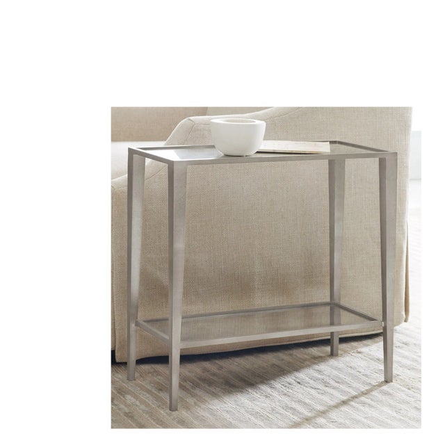 Traditional Modern History Large Gilt Chairside Table - Silver Leaf For Sale - Image 3 of 3