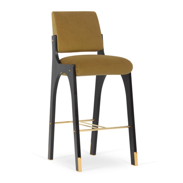 Arches II Bar Stool in Muted Brown and Black Lacquered from Insidherland For Sale - Image 6 of 6