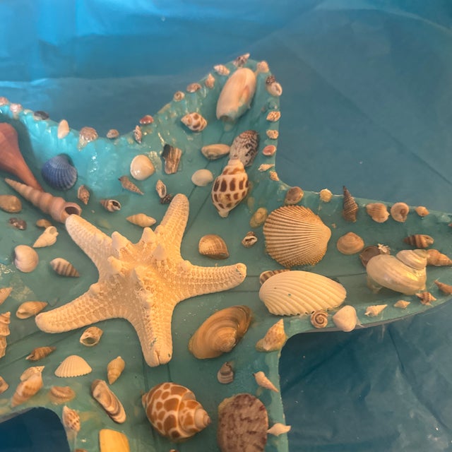 2010s Starfish Wooden Decorative Dish With Shell Inlay For Sale - Image 5 of 7