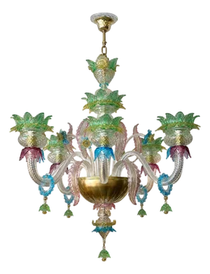 Italian Murano Glass Multi-Color Floral Chandelier