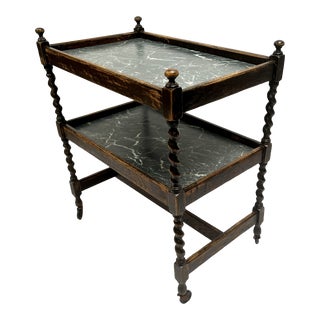 Mid 20th Century Vintage Barley Twist Rolling Tea/Bar Cart For Sale