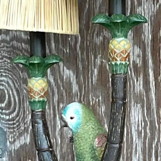 Vintage Boho Happy Parakeet Lamp For Sale - Image 12 of 13