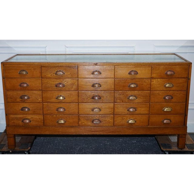 Antique Victorian English Oak Haberdashery Shop Counter with Glass Panels, 1920s For Sale - Image 18 of 18