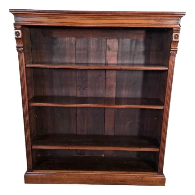 Antique Victorian Adjustable Openshelf Bookcase in Walnut, 1890s For Sale