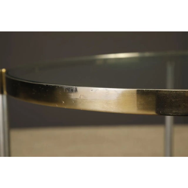 Pair of Mid-Century Brass & Steel Side Tables in the Manner of Maison Jansen For Sale - Image 14 of 18