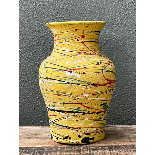 Mid-Century Modern Vintage Splatter Paint Ceramic Vase For Sale - Image 3 of 16