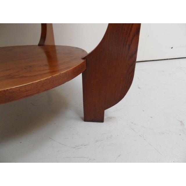 Wood Art Deco Round Oak Coffee Table, 1920s For Sale - Image 7 of 10
