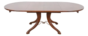 Italian Provincial Carved Cherry Wood Pedestal Extension Dining Table by Emanuel Morez, Newly Refinished