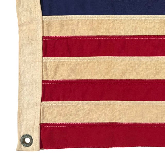 Mid 20th Century Small Vintage Cotton Sewn American Yacht Ensign Flag For Sale - Image 5 of 7