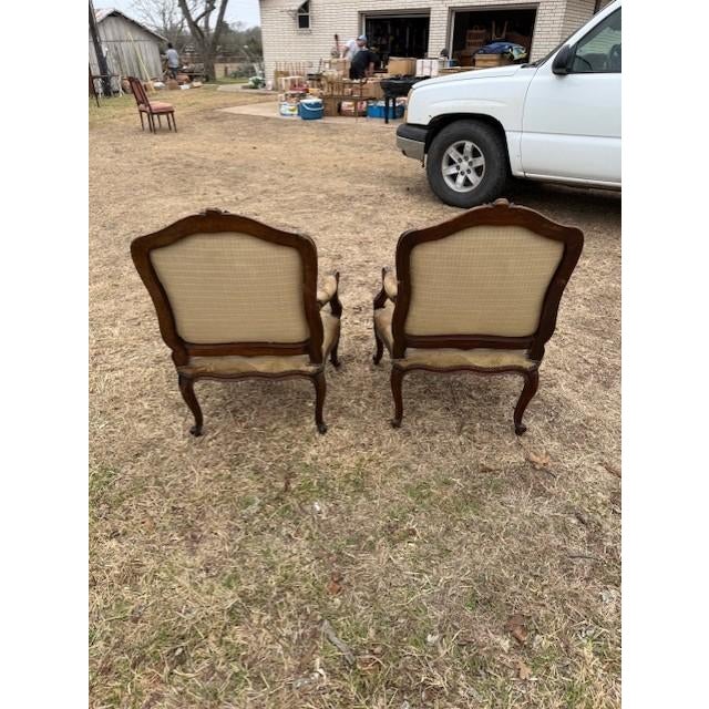 Large 19th Century French Louis XV Solid Walnut Bergere Chair or Armchair- A Pair For Sale - Image 14 of 18