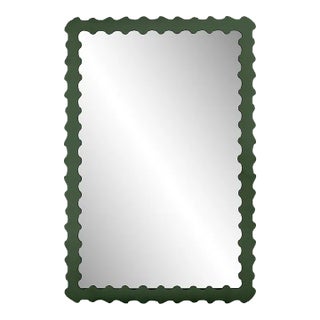 Fleur Home Audubon Bamboo Rectangle Mirror in Duck Green, 36x48 For Sale
