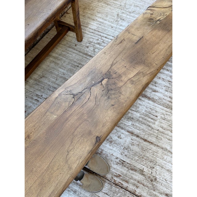 Vintage Rustic Farmhouse Benches in Oak, 1970s, Set of 2 For Sale - Image 11 of 18