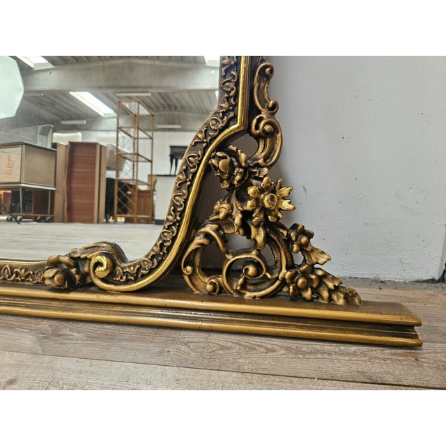 Tan Vintage Mirror in Lacquered and Carved Wood, 1960 For Sale - Image 8 of 12