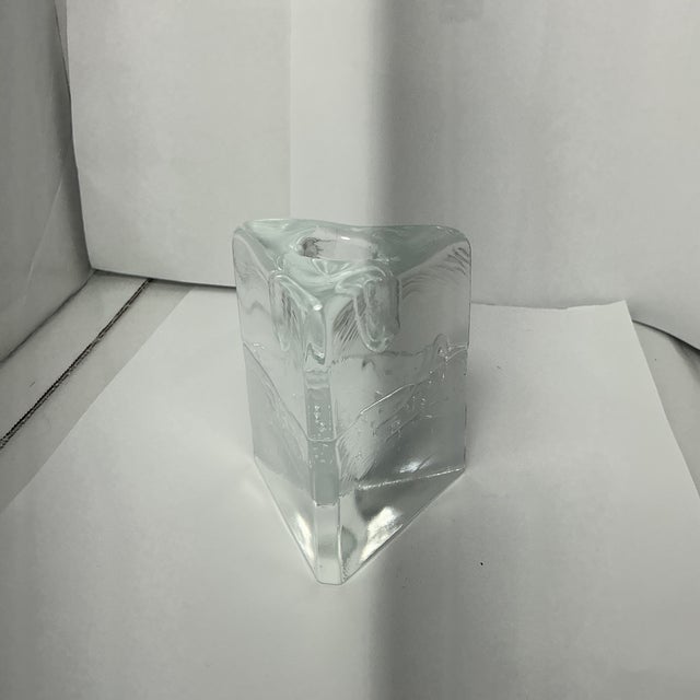 Mid-Century Modern Vintage Iittala Arkipelago Iceberg Triangle Candleholder Paperweight Timo Sarpaneva, MCM Scandinavian Art Glass,Retro Scandi Home Decor Gift For Sale - Image 3 of 7