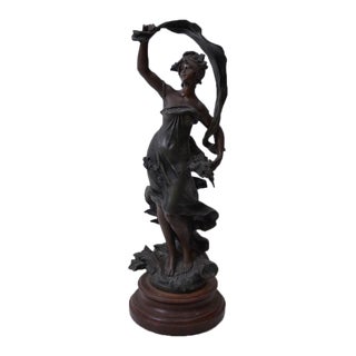 19th Century French Spelter Statue Signed by Auguste Moreau (1834-1917) For Sale