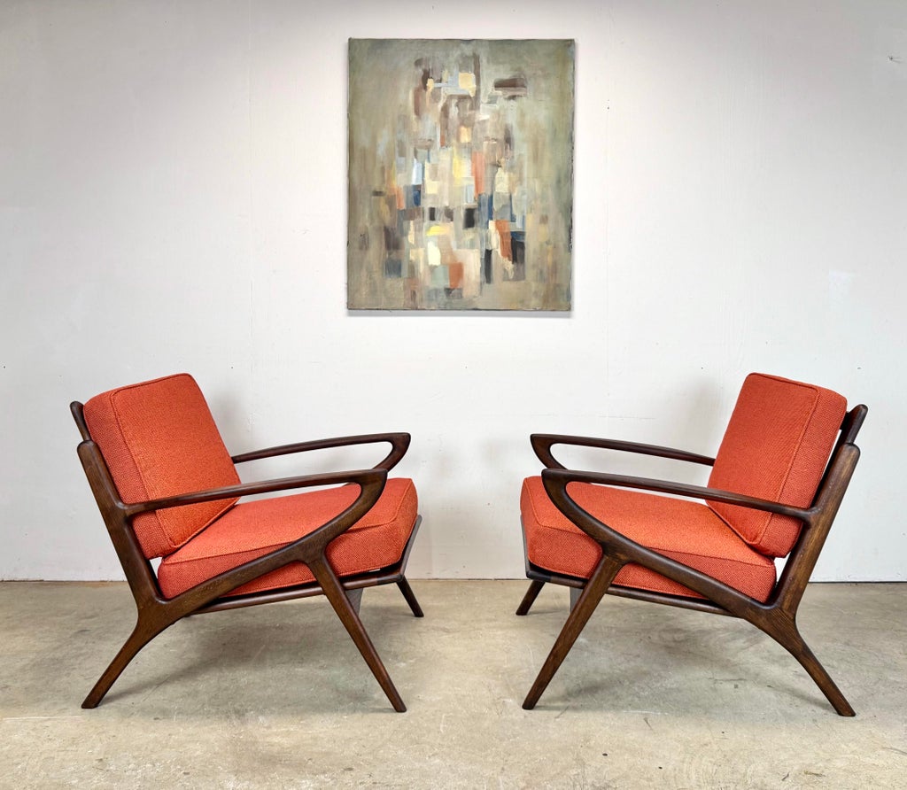 Mid Century Danish Modern Poul Jensen Z Chair Style Lounge Chairs