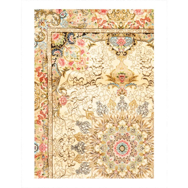 Persian Qum Design Viscose on a cotton foundation with a medallion This rug has a dense, soft pile, and excellent quality,...