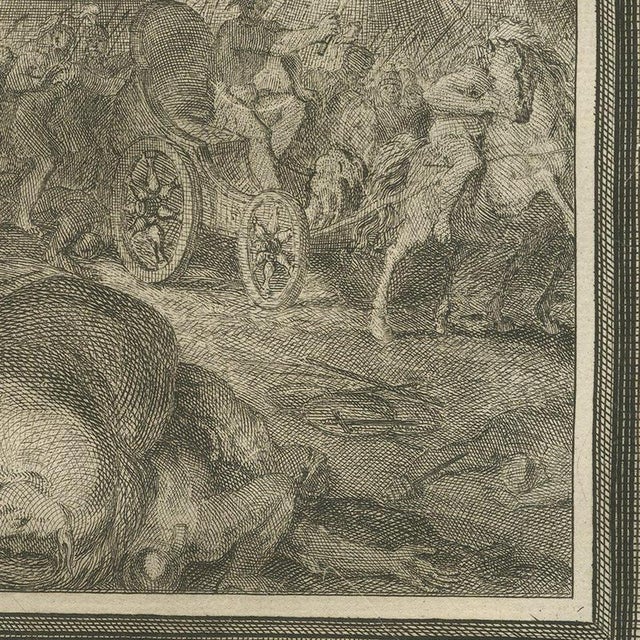 Pieter Mortier, Angel Destroys the Assyrian Army and Hezekiah's Recovery, 1700, Engraving For Sale - Image 6 of 12