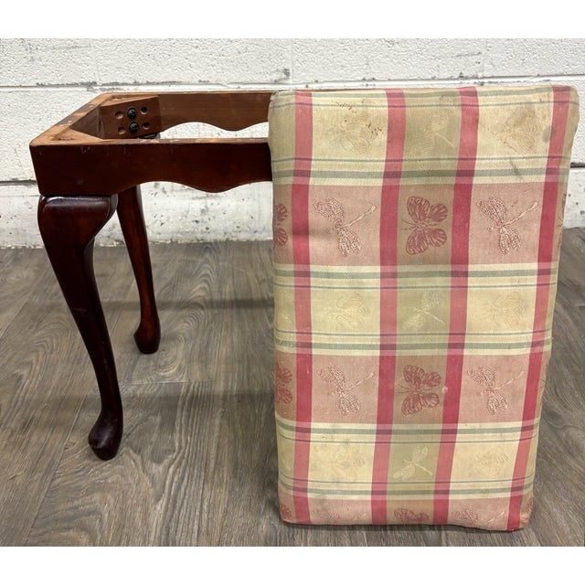 Vintage Bombay Company Queen Anne Style Upholstered Footstool For Sale - Image 14 of 14