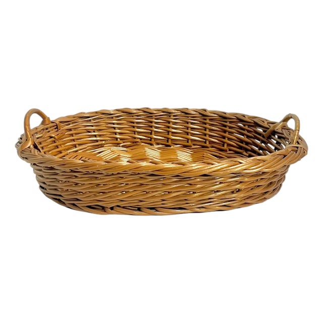 Vintage French Provincial Two Handle Basket Gallery Tray For Sale