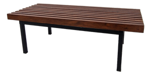 Low Italian Slatted Wooden Bench, 20th Century