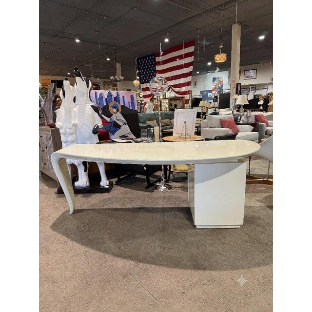 Paint Christopher Guy "Soulages" Ivory Lacquer Writing Desk For Sale - Image 7 of 7