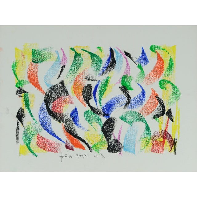 Françoise Galle, Colorful Vibration, Pastel Drawing For Sale
