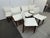 X-Back White Leather and Dark Walnut Wood Dining Side Chairs, Set of Ten For Sale - Image 4 of 12