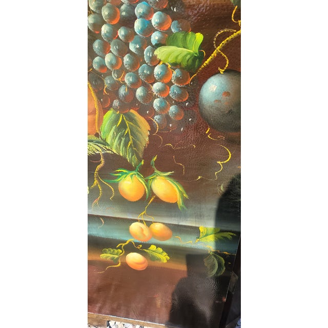 1950s 1950s Four -Panel Hand Painted Folding Screen Room Divider Renaissance -Inspired Italianate Still Life For Sale - Image 5 of 6