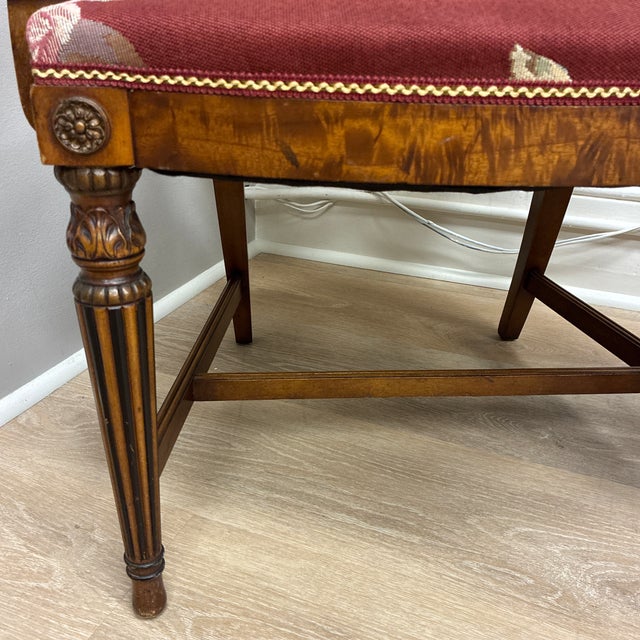 Late 20th Century Late 20th Century French Country Louis XVI Style Embroidered Rose Front and Gingham Check Back Armchairs (Pair) For Sale - Image 5 of 6