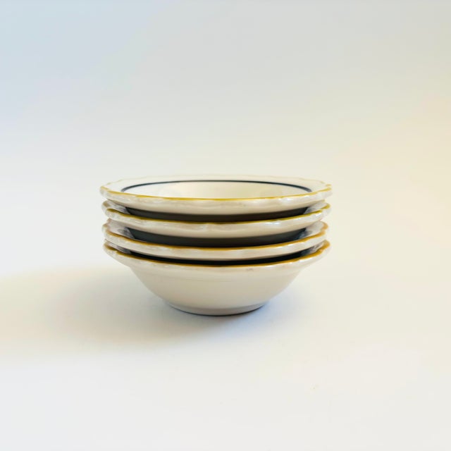 Mid 20th Century Vintage Ruffled Rim Ceramic Bowls by Syracuse China Usa - Set of 4 For Sale - Image 5 of 12